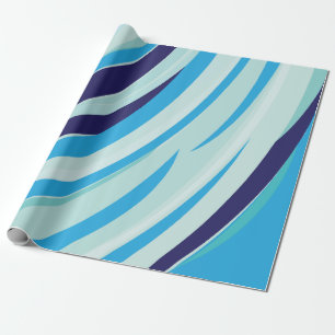 Papel De Presente Listra Diagonal Azul