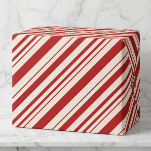 Papel De Presente Listra Diagonal de Bala de Gengibre Vermelho e Bra
