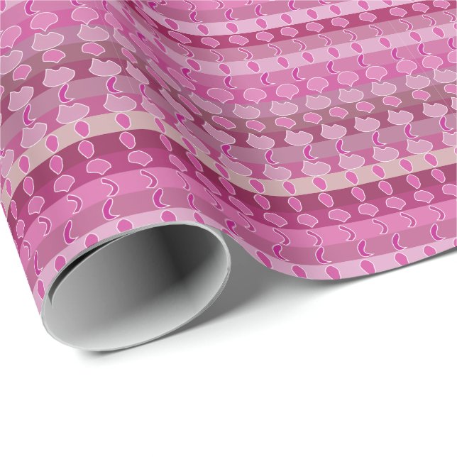 Papel De Presente Listra Floral Rosa (Ponta do rolo)