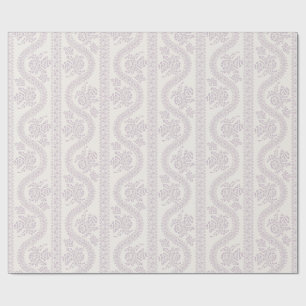 Papel De Presente Listra Floral Serpentina Lavanda, Osso