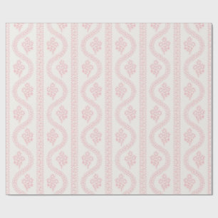 Papel De Presente Listra Floral Serpentina Rosa Bege, Creme