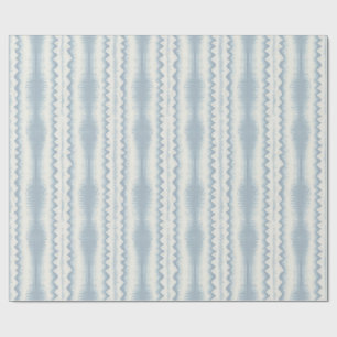 Papel De Presente Listra Ikat Azul Claríssimo em Creme, Tecido de Te