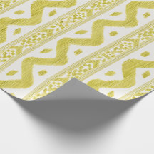 Listra Ikat Chartreuse em Branco