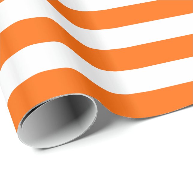 Papel De Presente Listra Laranja e Branco (Ponta do rolo)