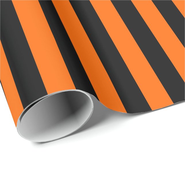 Papel De Presente Listra Laranja e Preta de Halloween (Ponta do rolo)