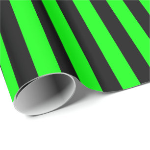 Papel De Presente Listra Verde Lima e Preta