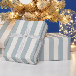 Papel De Presente Listra Vertical Azul-Cinza Claro e Creme
