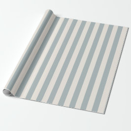 Papel De Presente Listra Vertical Padrão Azul-Cinza Claro e Creme