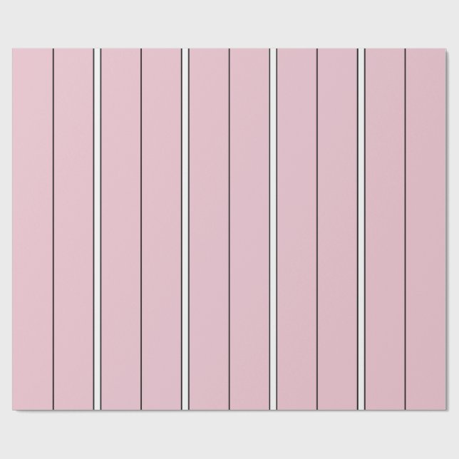 Papel De Presente Listra Vertical Rosa Suave Padrão Mínimo (Aberto)
