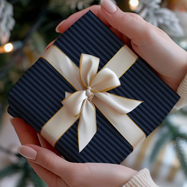 Papel De Presente Listrado Azul-Marinho Escuro (Criador carregado)