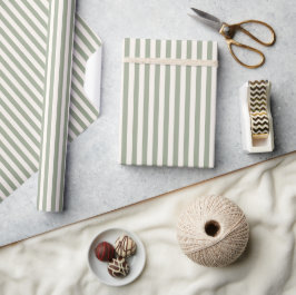 Papel De Presente Listrado Boho Neutral Minimalista Bege Sage