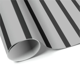 Papel De Presente Listrado de Cinza e Preto