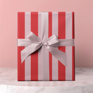 Papel De Presente Listrado de Rosa e Vermelho