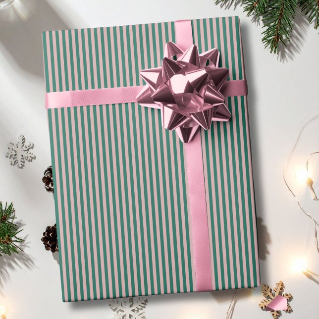Papel De Presente Listrado Esmeralda Verde Dourado Rosa Natal Feriad (Criador carregado)