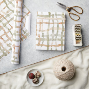 Papel De Presente Listras Abstratas Bege Creme Verde