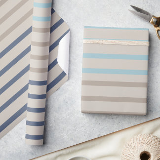 Papel De Presente Listras azul turquesa e bege