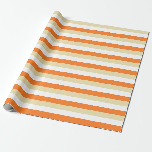 Papel De Presente Listras bege, brancas e alaranjadas (Desenrolado)