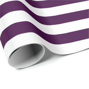 Papel De Presente Listras brancas com roxo escuro  Cor do corte