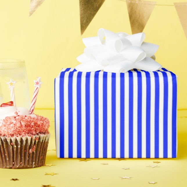 Papel De Presente Listras Brancas e Azuis Claras (Festa de aniversário)