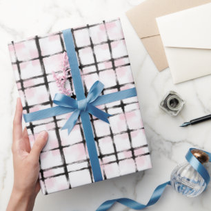 Papel De Presente Listras Brancas Pretas Rosa