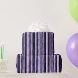 Papel De Presente Listras Brancas Pretas Roxas Aniversário
