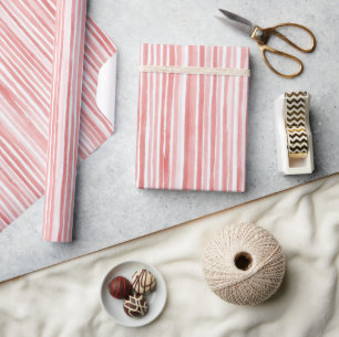 Papel De Presente Listras Brancas Rosa Bonito