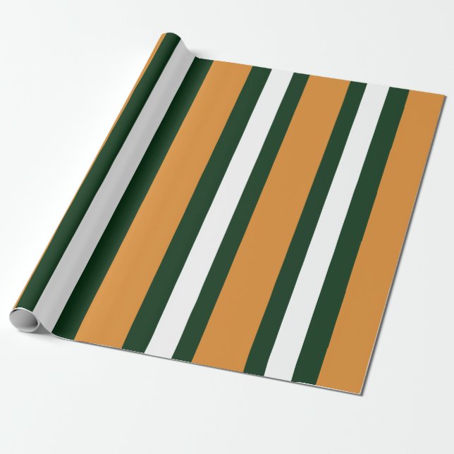 Papel De Presente Listras castanhas, verdes e brancas (Desenrolado)
