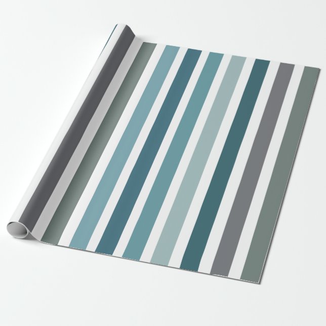 Papel De Presente Listras Cinza Azul (Desenrolado)