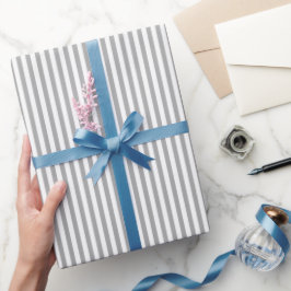 Papel De Presente Listras Cinza e Branco