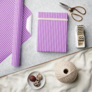Papel De Presente Listras Clássicas Branco - Orquídea Roxo