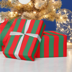 Papel De Presente Listras Clássicas de Natal Vermelhas e Verdes