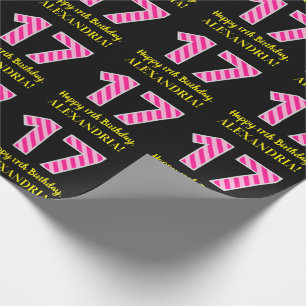 Papel De Presente Listras cor-de-rosa "17" do divertimento; 17o
