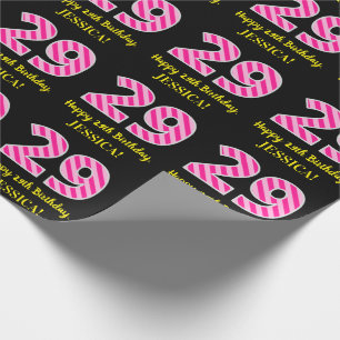 Papel De Presente Listras cor-de-rosa "29" do divertimento; 29o