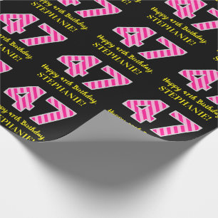 Papel De Presente Listras cor-de-rosa "47" do divertimento; 47th
