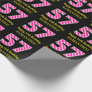 Papel De Presente Listras cor-de-rosa "57" do divertimento; 57th