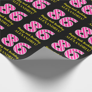 Papel De Presente Listras cor-de-rosa "86" do divertimento; 86th