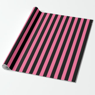 Papel De Presente Listras cor-de-rosa e pretas verticais