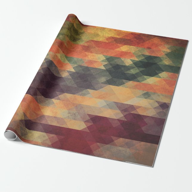 Papel De Presente Listras corajosas geométricas retros cores (Desenrolado)