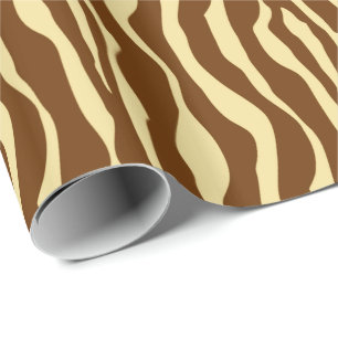 Papel De Presente Listras da zebra - castanho chocolate e camelo Tan