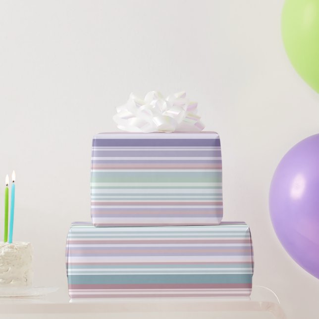 Papel De Presente Listras de Aqua, Rosa e Lavanda (Presentes para festas)