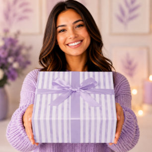 Papel De Presente Listras de Aquarela Roxo Lavanda Elegantes