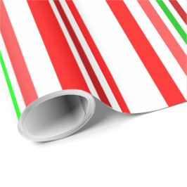 Papel De Presente Listras de Bastão de Doces Vermelho Branco Verde P