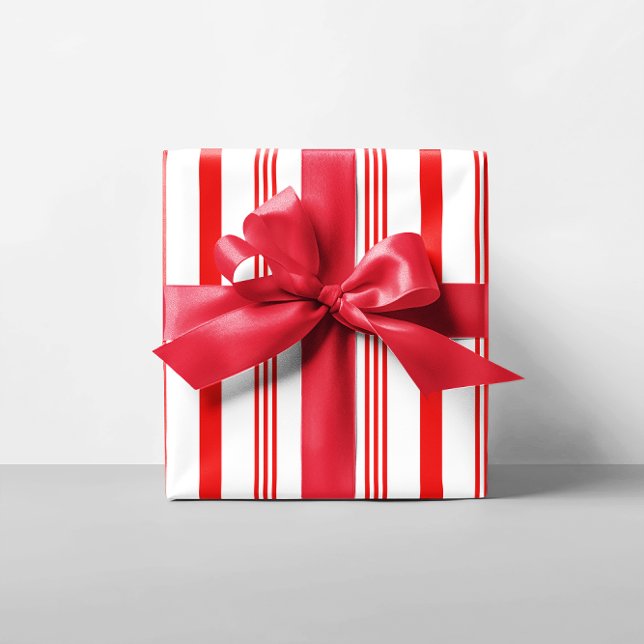 Papel De Presente Listras de Cana de Açúcar Grande (Big Candy Cane Stripes Wrapping Paper)