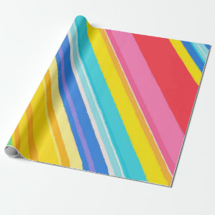 Papel De Presente Listras de Cores de Arco-íris Brilhante – Alegres