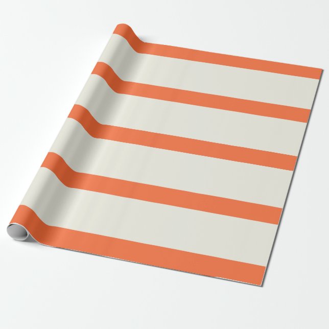 Papel De Presente Listras de Lápis de Creme Laranja e Branco (Desenrolado)