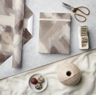 Papel De Presente Listras de Linha Marrom Creme