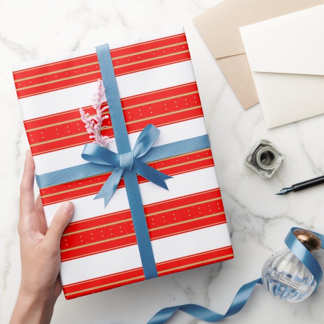 Papel De Presente Listras de Natal Reais (Presentear)