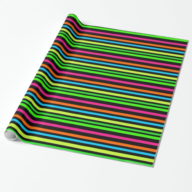 Papel De Presente Listras de neon (Desenrolado)