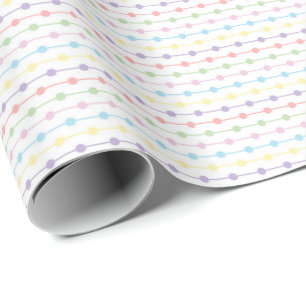 Papel De Presente Listras de Pontos Pastel Arco-íris para Gênero Neu