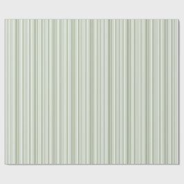 Papel De Presente Listras de Sage (claro, médio, escuro) e Branco